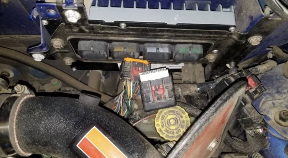 Engine computer connectors unplugged for testing