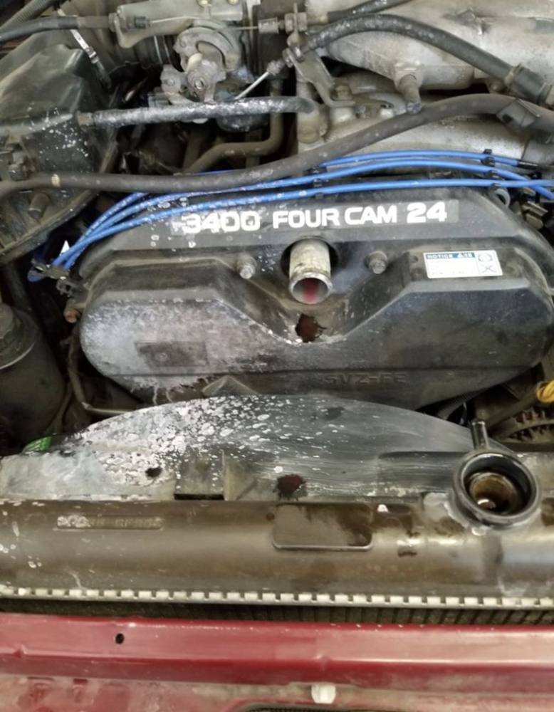 Cooling system work on a Toyota 3.4L V6